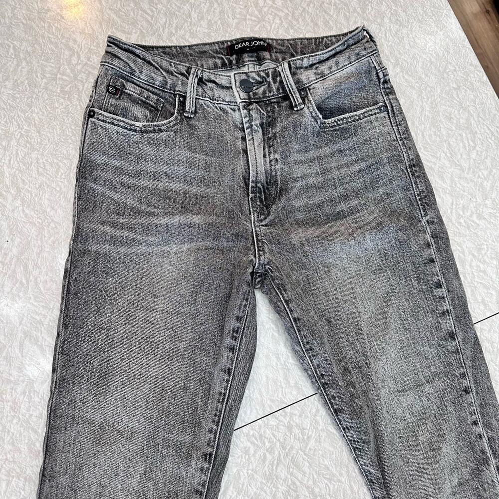 Dear John Rough Hem Stonewashed Black + White Straight Leg Jeans Size 25 - Picture 2 of 16